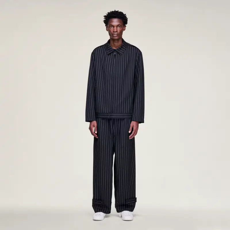 PANTALONI Y-3 PINSTRIPE REFINED WOOL WIDE LEG Black