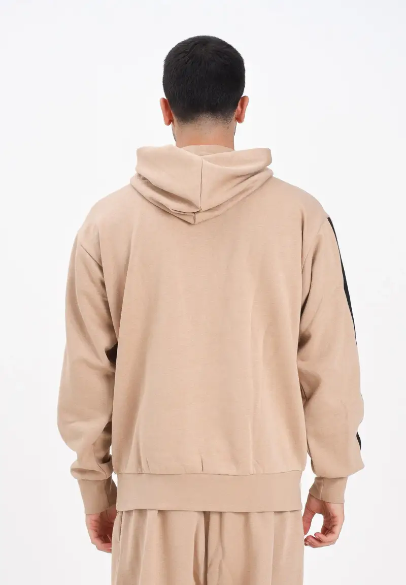 Felpa con cappuccio Essentials 3-Stripes French Terry beige da uomo miniatura 3