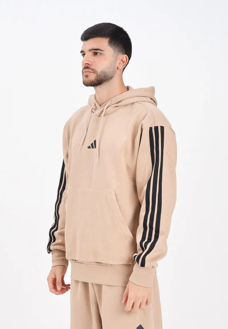 Felpa con cappuccio Essentials 3-Stripes French Terry beige da uomo