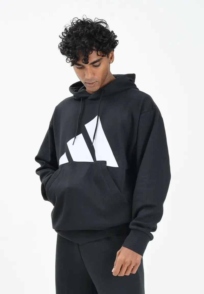 Felpa con cappuccio Essentials Big Logo French Terry nera da uomo miniatura 2