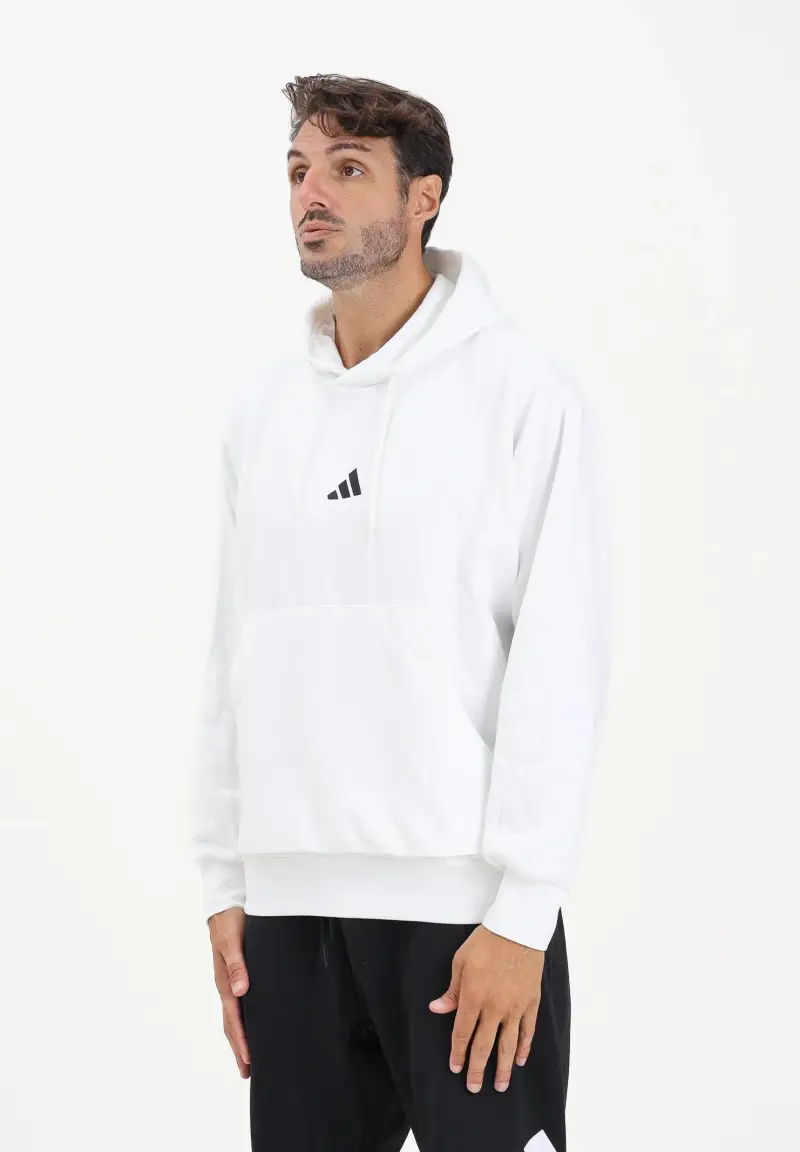 Felpa con cappuccio Essentials Feelcozy French Terry bianca da uomo