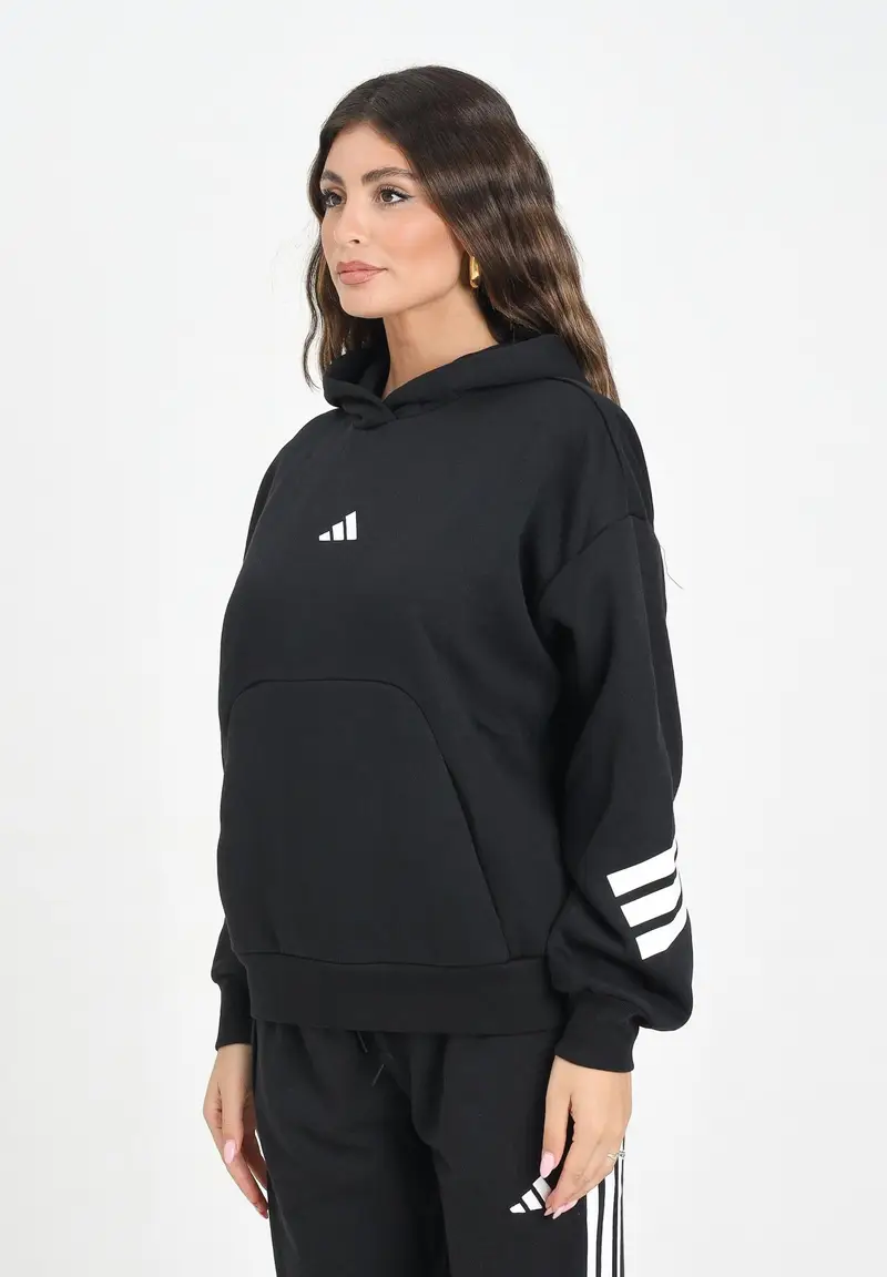 ADIDAS PERFORMANCE Felpa con cappuccio Future Icons 3-Stripes nera da donna