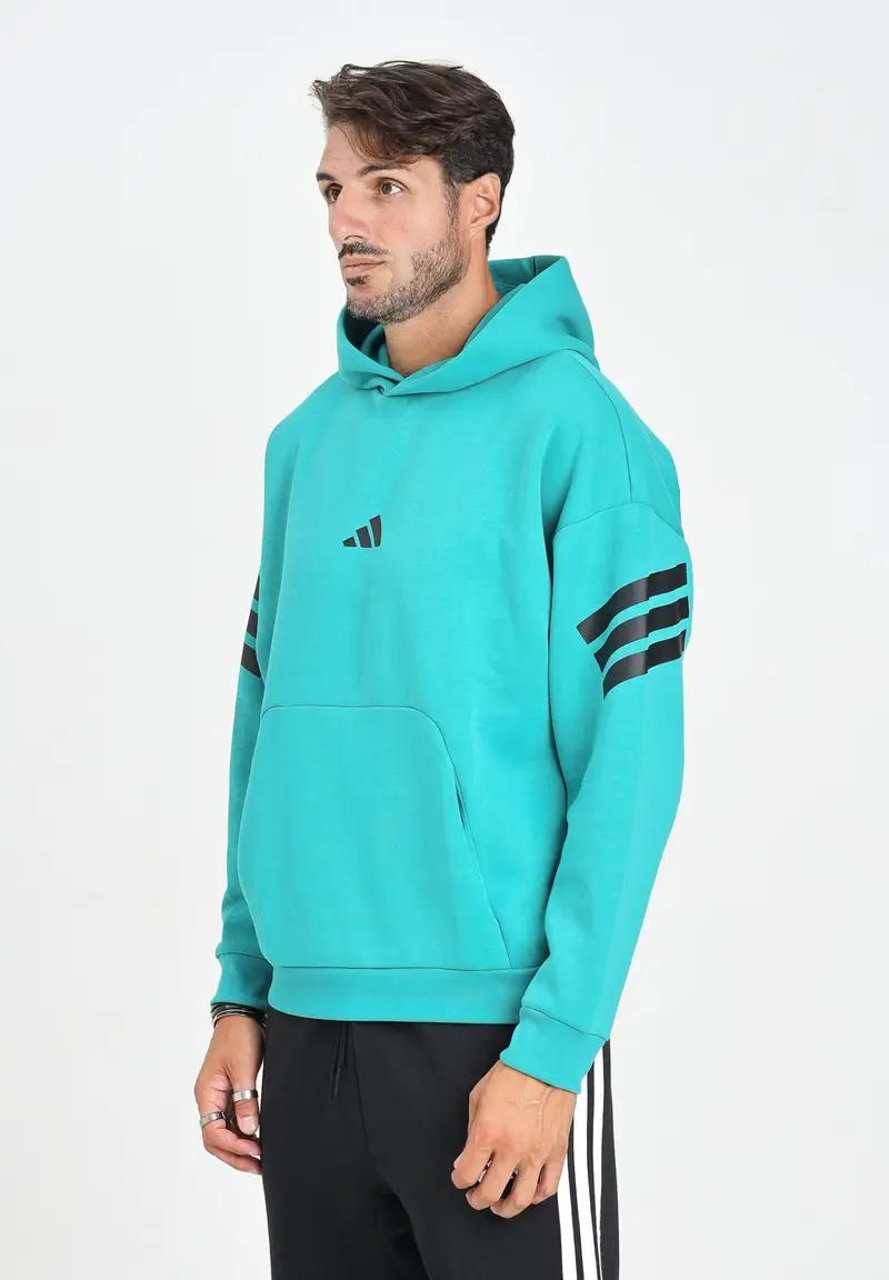 ADIDAS PERFORMANCE Felpa con cappuccio Future Icons 3-Stripes verde acqua da uomo