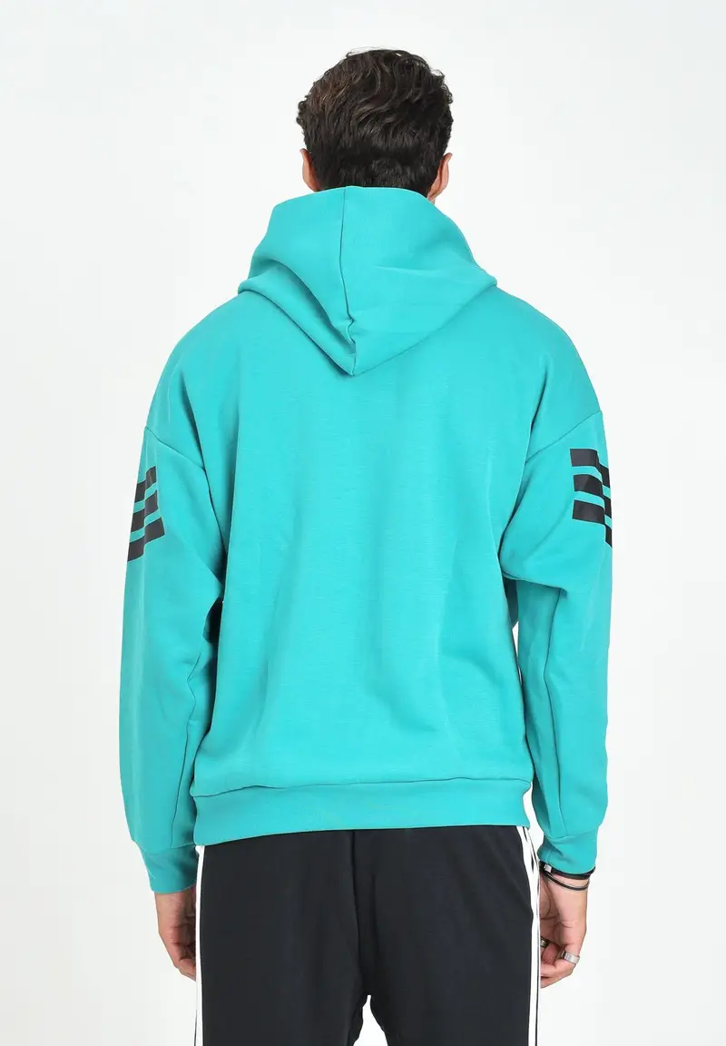 ADIDAS PERFORMANCE Felpa con cappuccio Future Icons 3-Stripes verde acqua da uomo miniatura 2