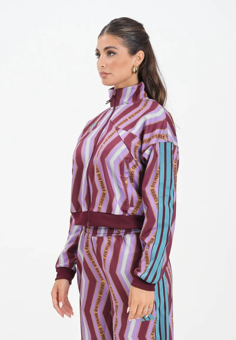 Felpa con zip Adidas x FARM Tiro viola da donna