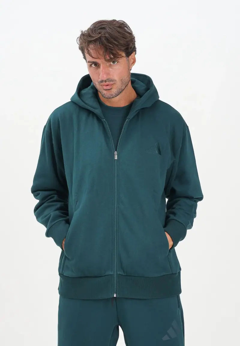 Felpa con zip ALL SZN Fleece verde da uomo miniatura 2
