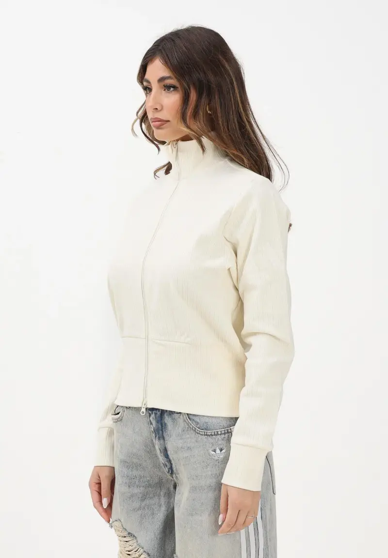 Felpa con zip ALL SZN Winterized panna da donna