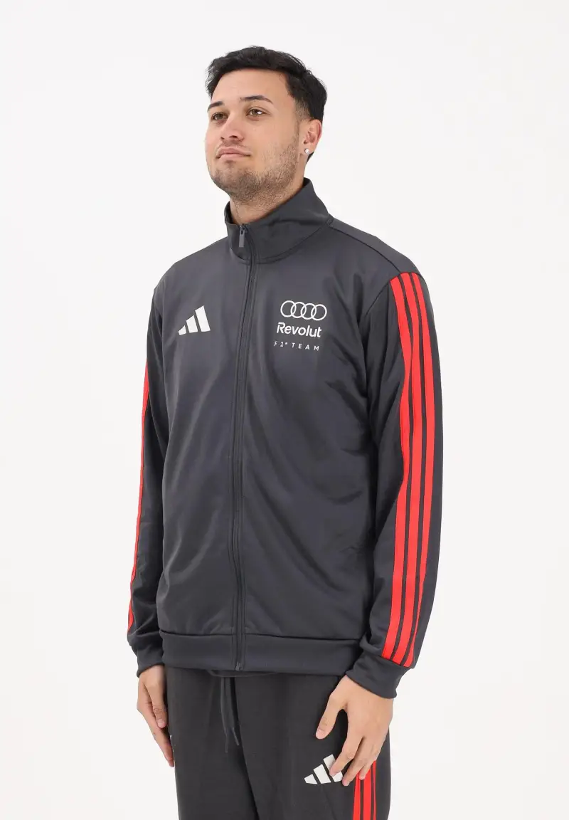 Felpa con zip Audi Revolut F1® Team DNA grigia e rossa da uomo