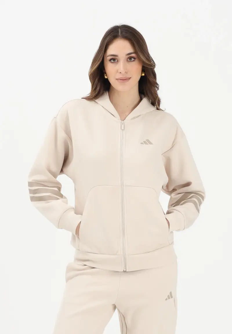 Felpa con zip Future Icons 3-Stripes beige da donna miniatura 2