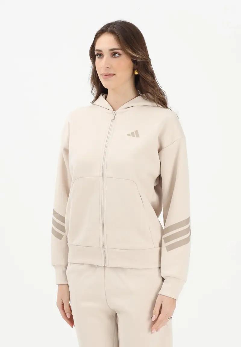 Felpa con zip Future Icons 3-Stripes beige da donna