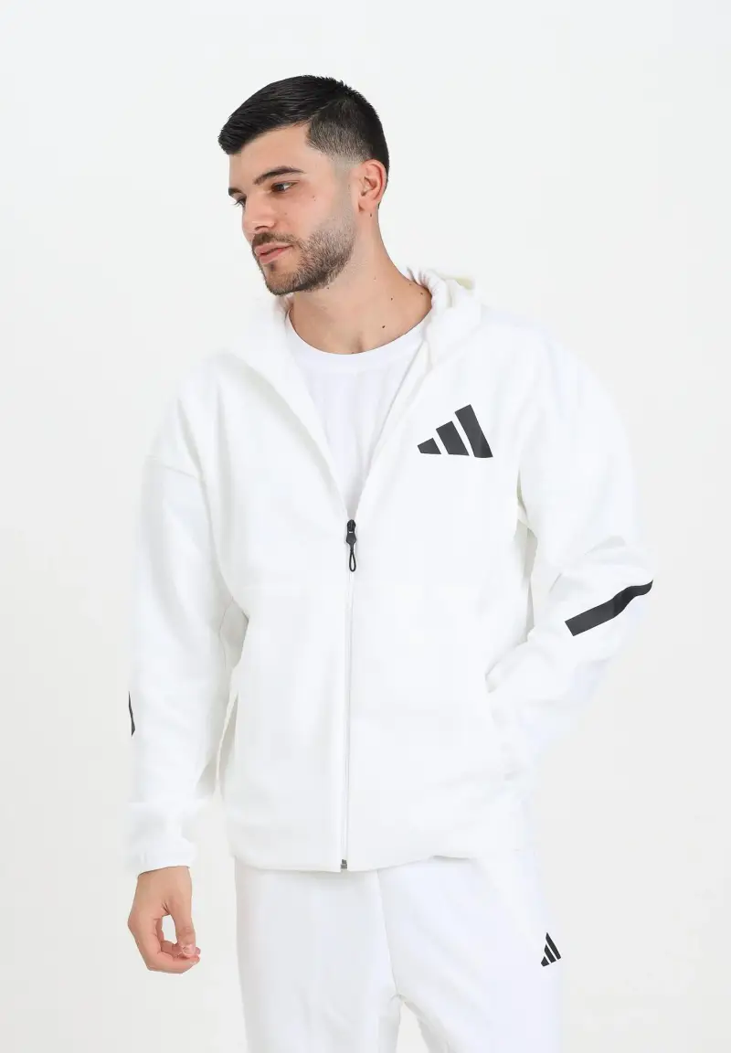 Adidas Performance Felpa con zip Z N E bianca da uomo miniatura 2