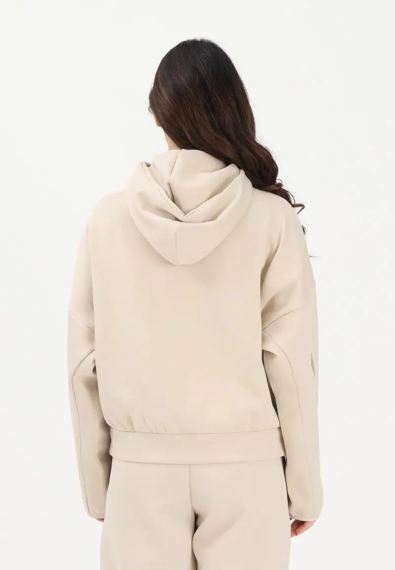 Felpa con zip ZNE beige da donna miniatura 3