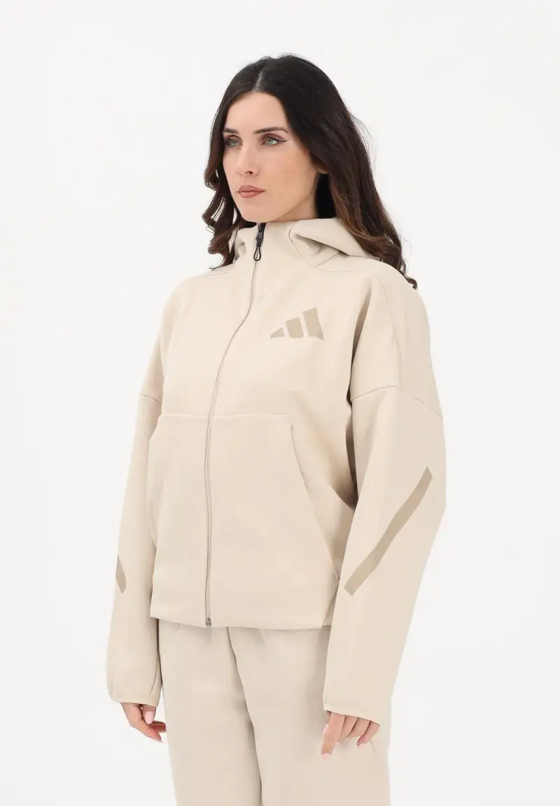 Felpa con zip ZNE beige da donna