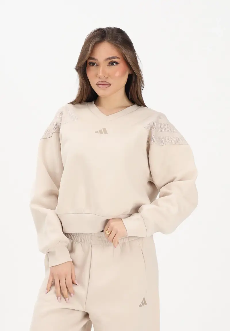 Felpa Future Icons Three Stripes beige da donna miniatura 2