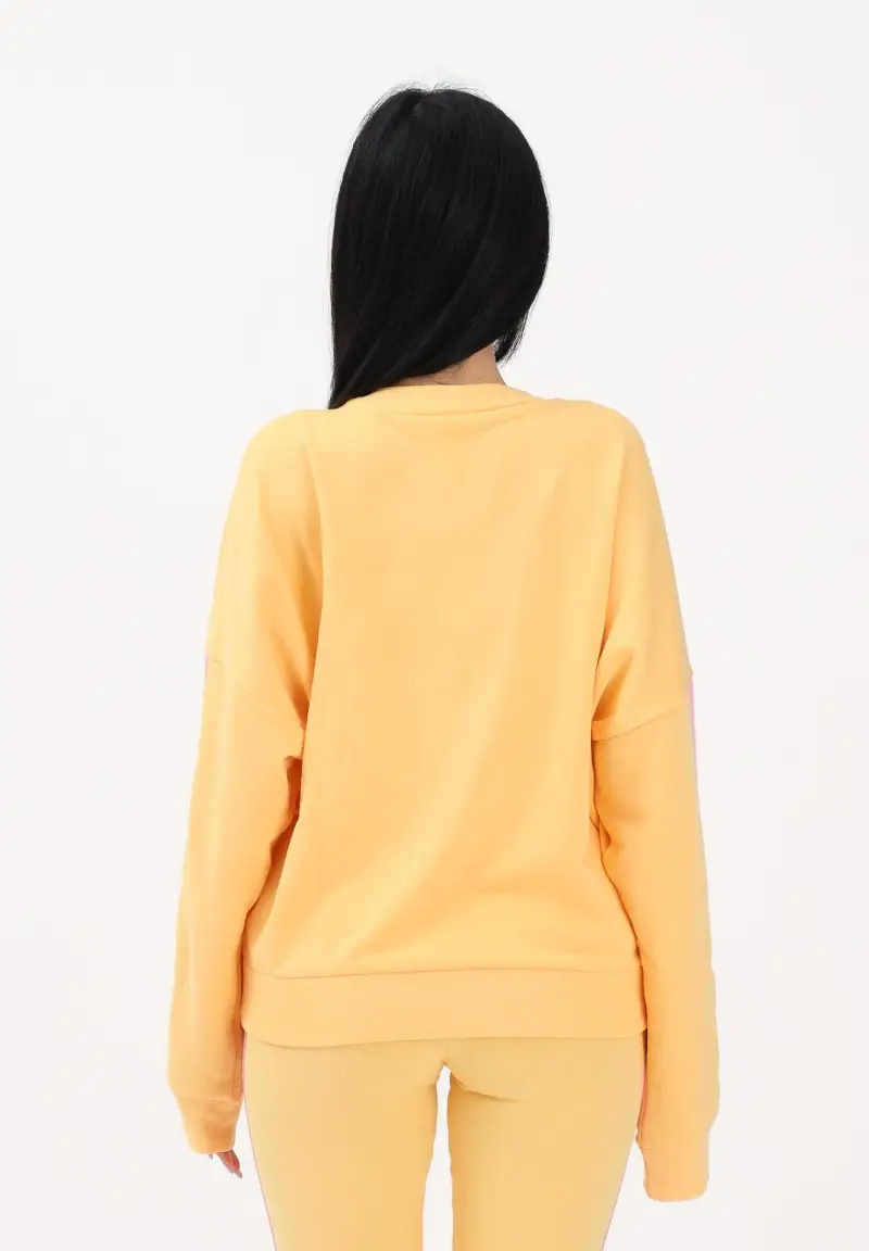 Felpa girocollo Essentials 3-Stripes arancione e rosa da donna miniatura 3