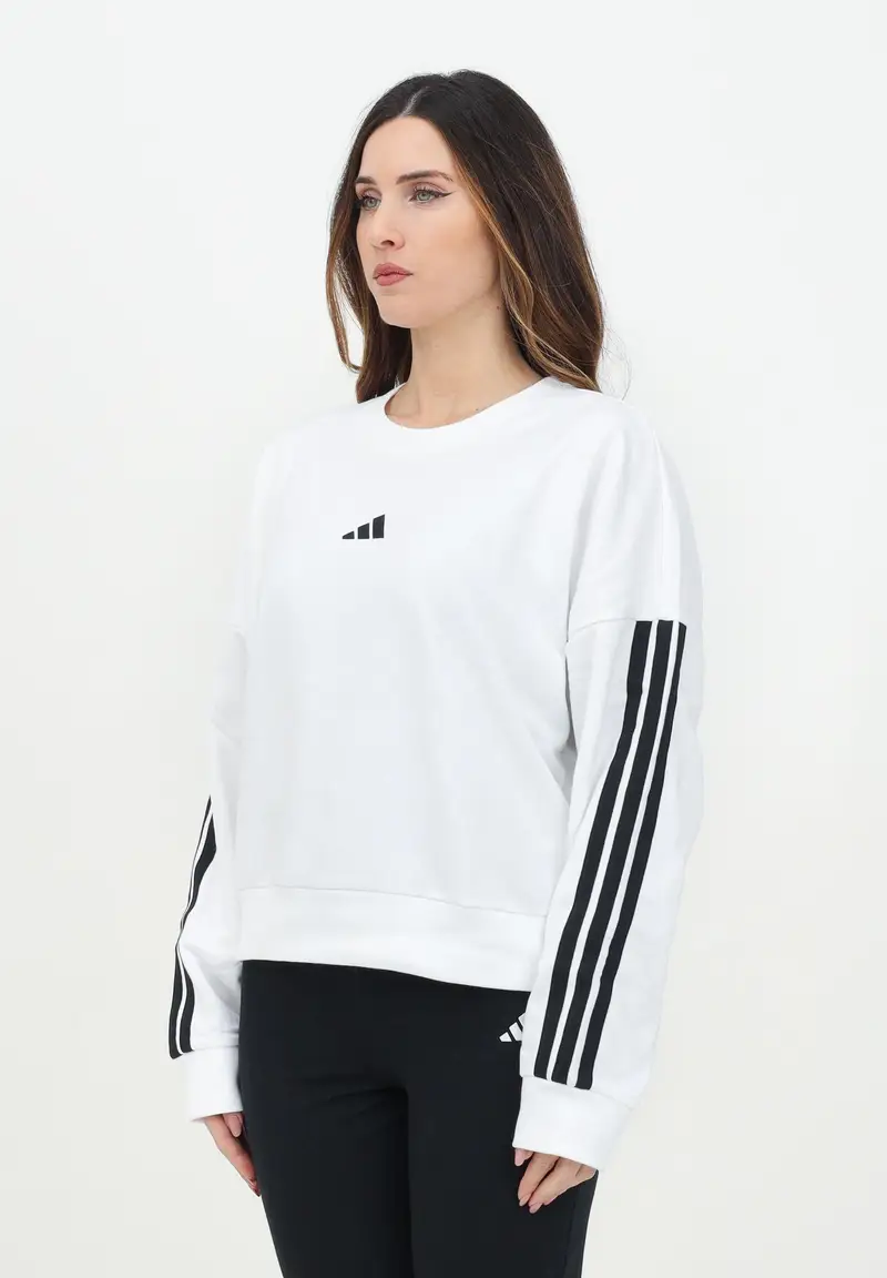 ADIDAS PERFORMANCE Felpa girocollo Essentials 3-Stripes French Terry bianca da donna