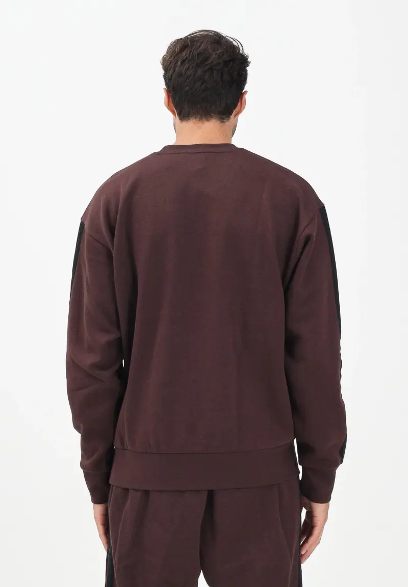 Felpa girocollo Essentials 3-Stripes French Terry marrone da uomo miniatura 3