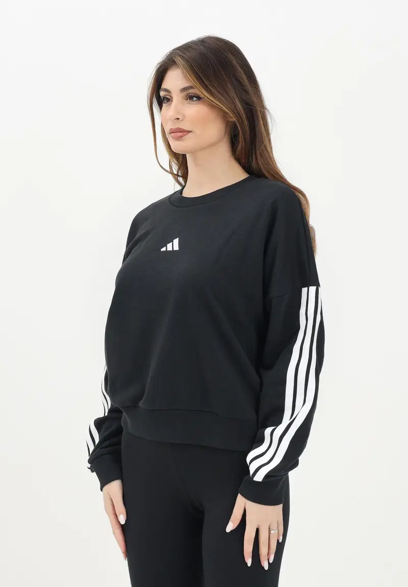 ADIDAS PERFORMANCE Felpa girocollo Essentials 3-Stripes French Terry nera da donna