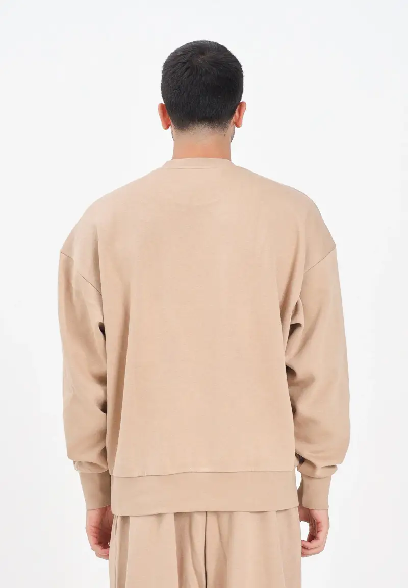 Felpa girocollo Essentials Loose Fit 3 Bar Logo beige da uomo miniatura 3