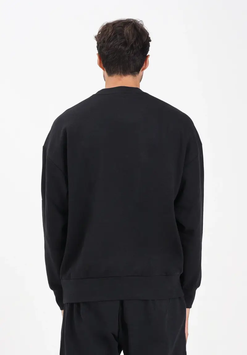 Felpa girocollo Essentials Loose Fit 3 Bar Logo nera da uomo miniatura 3