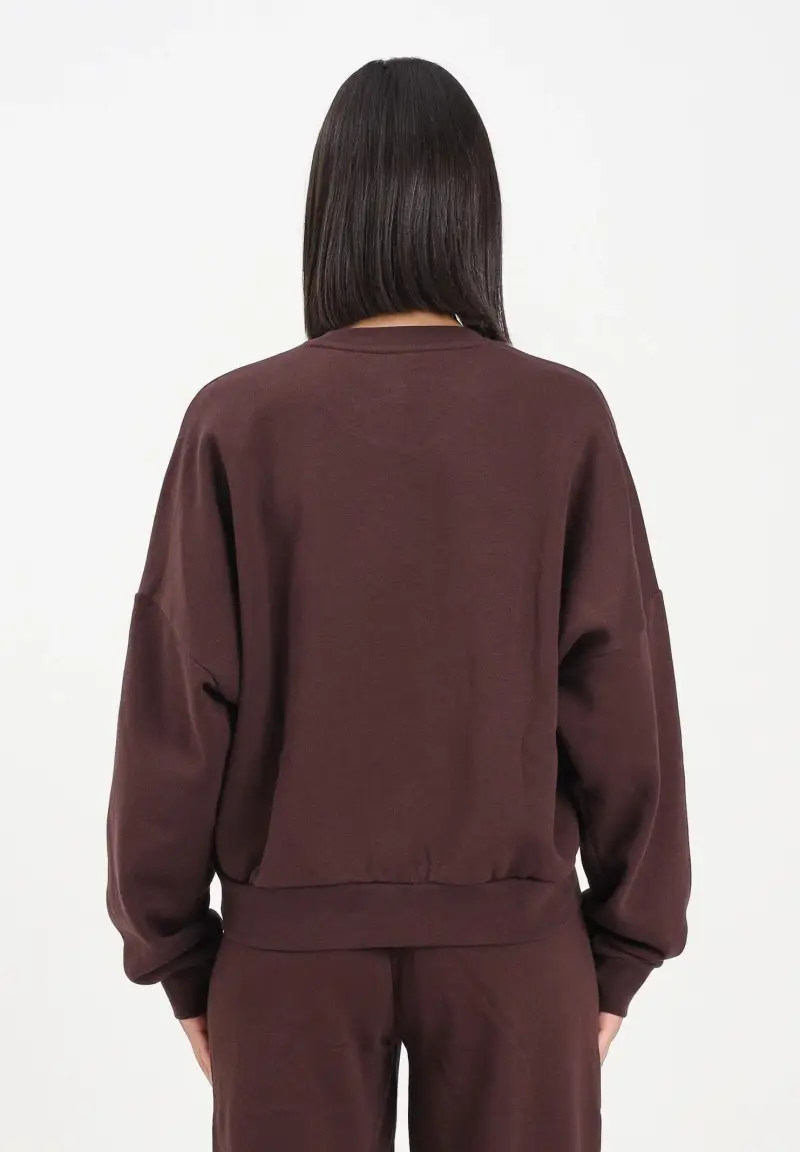 Felpa girocollo Essentials Small Logo Feelcozy marrone da donna miniatura 3