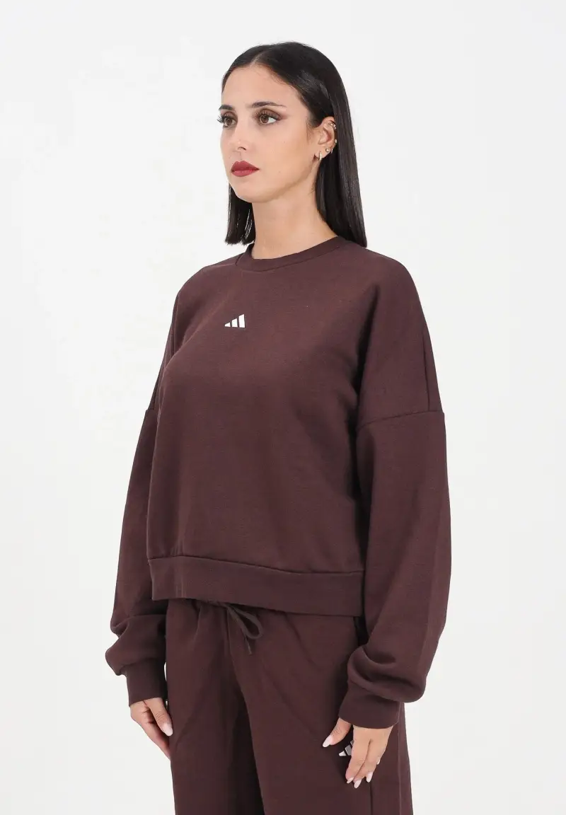 Felpa girocollo Essentials Small Logo Feelcozy marrone da donna