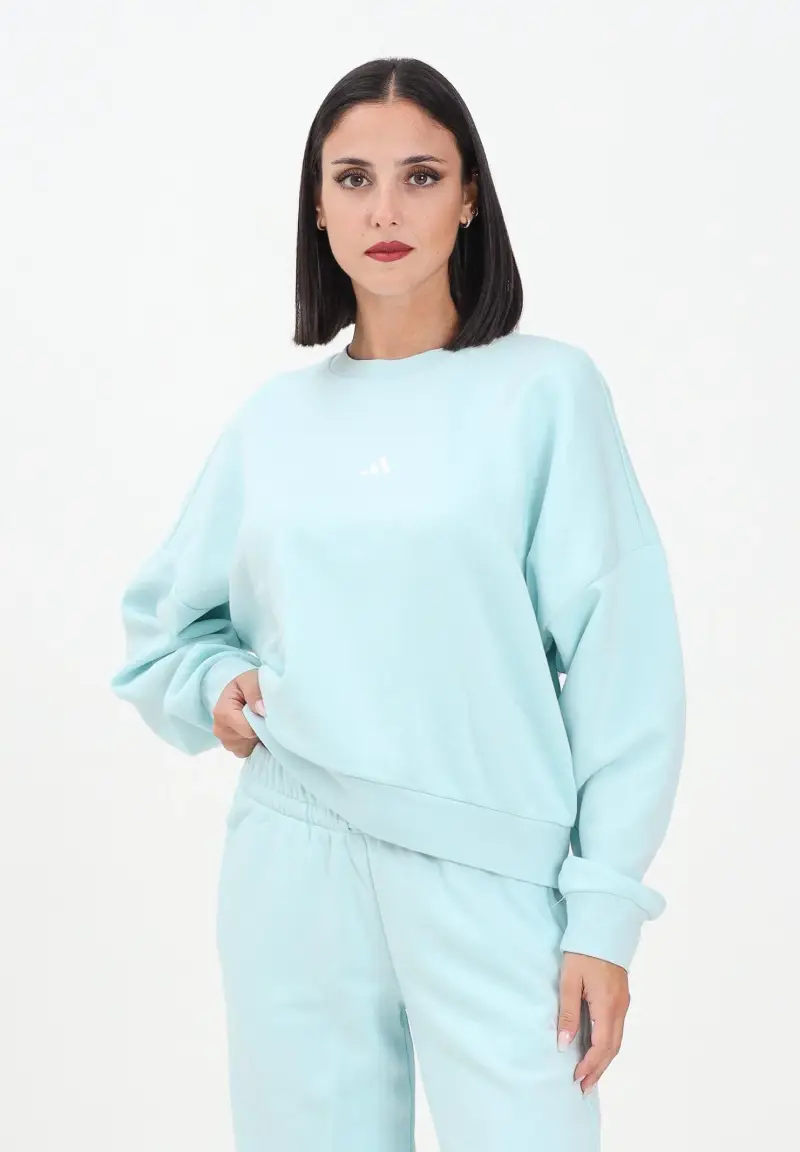 Felpa girocollo Essentials Small Logo Feelcozy turchese da donna miniatura 2