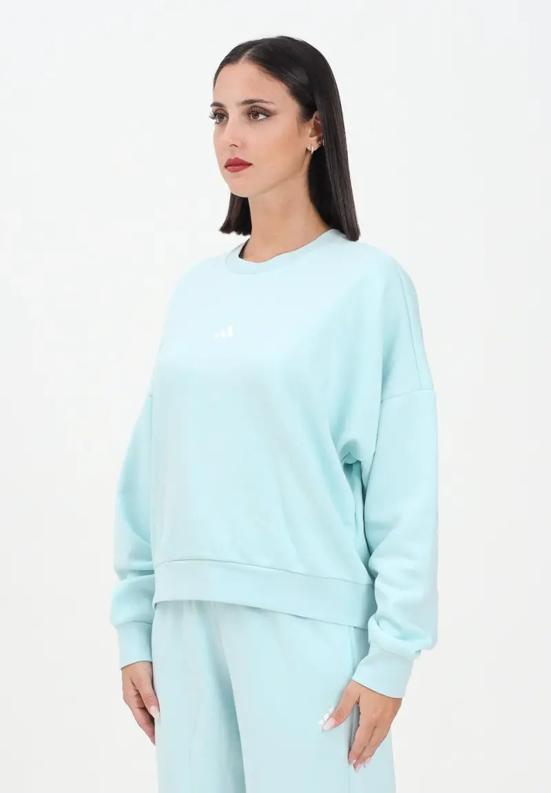 Felpa girocollo Essentials Small Logo Feelcozy turchese da donna