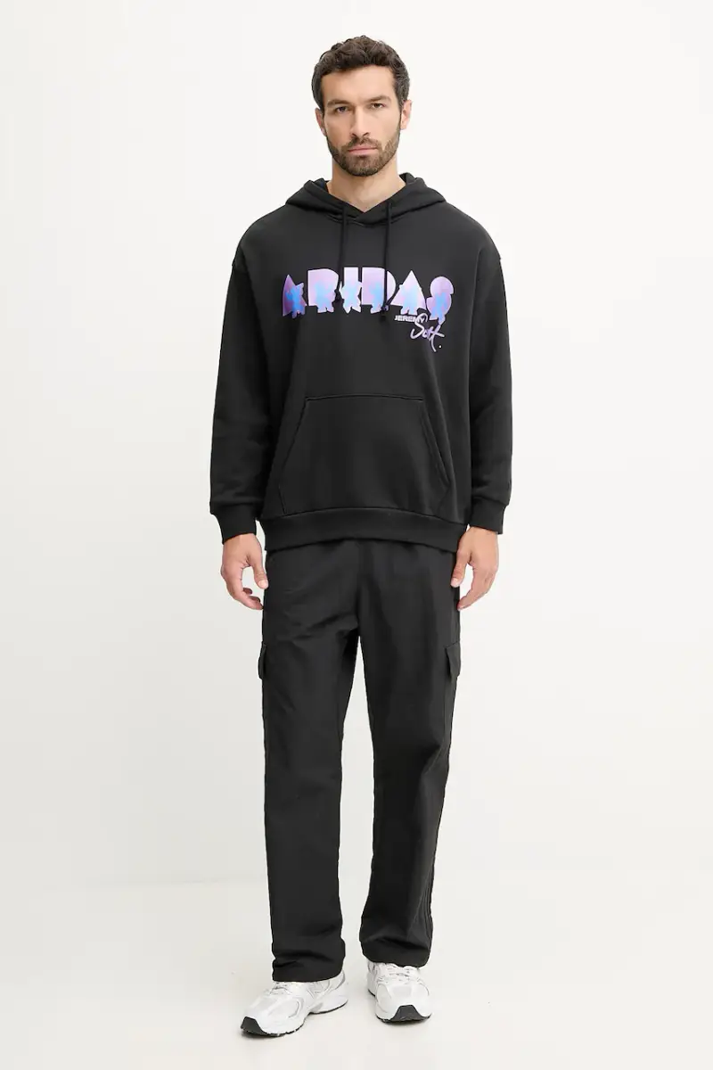 felpa in cotone PRIDE uomo colore nero con cappuccio JW1615 miniatura 2