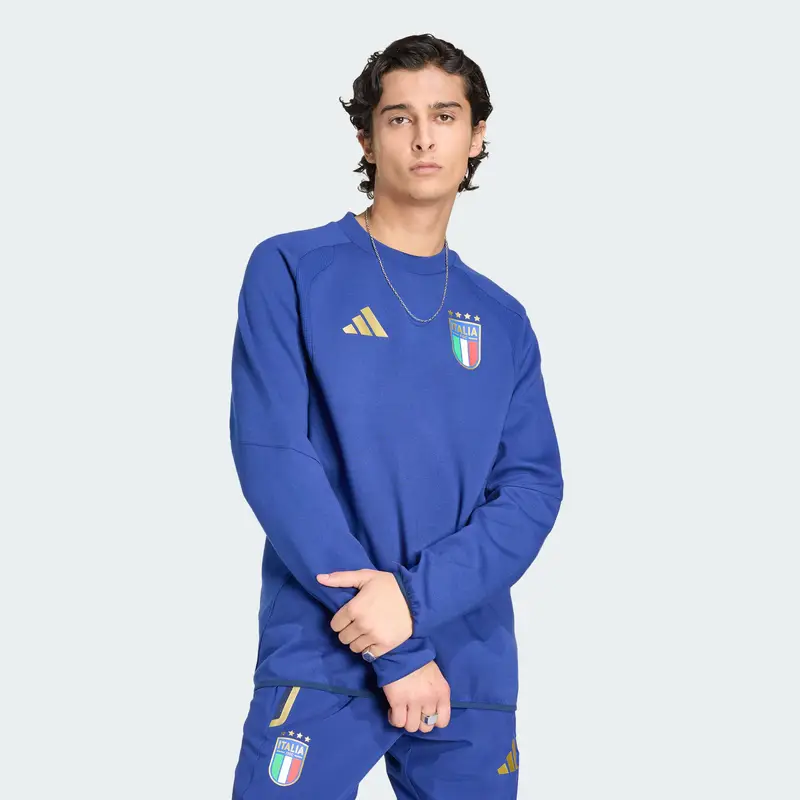 Adidas Performance Maglia Italy Tiro Travel Crew blu e giallo miniatura 2