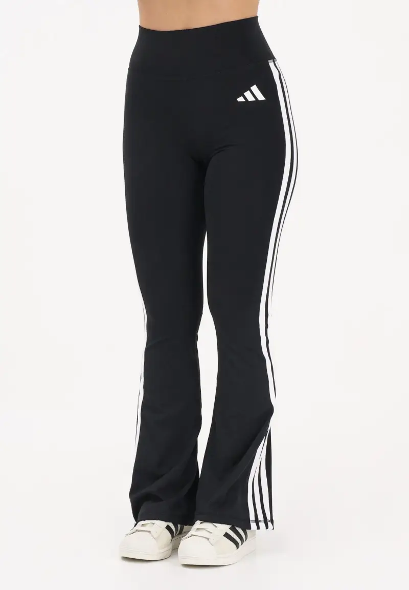 Leggings sportivo Optimé Essentials 3-Stripes Flared nero da donna