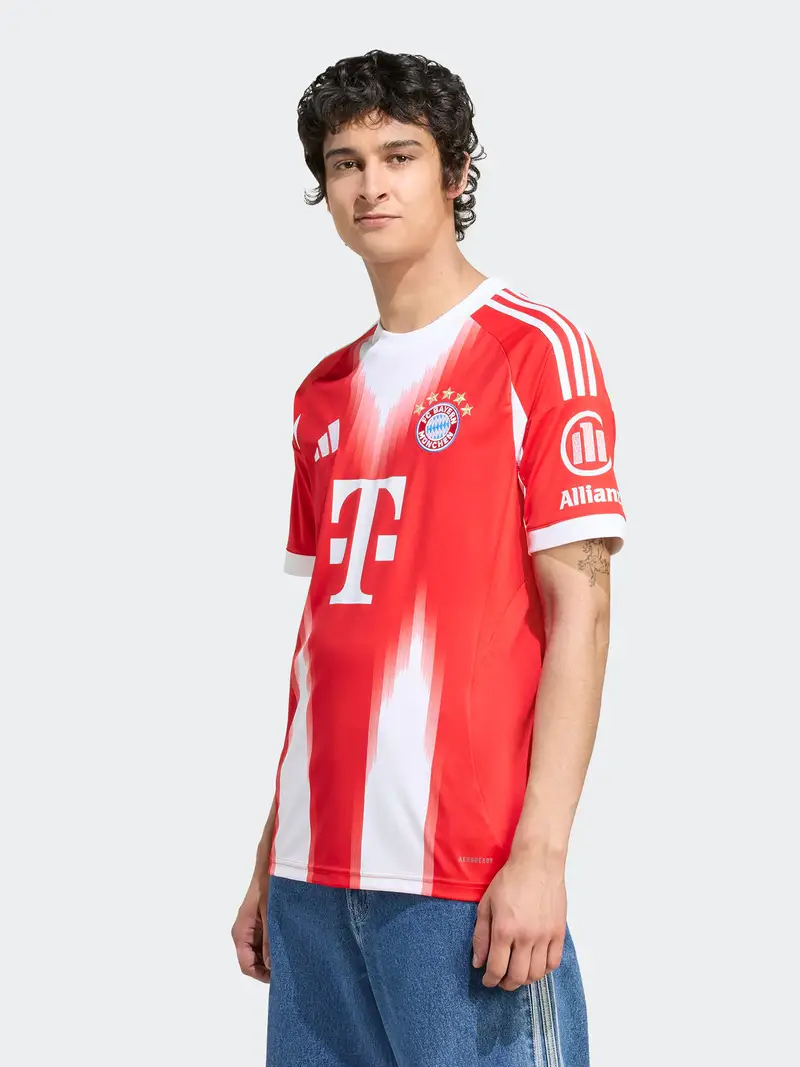 Maglia trikot FC Bayern München 2025/2026 blu chiaro / rosso acceso / bianco miniatura 2