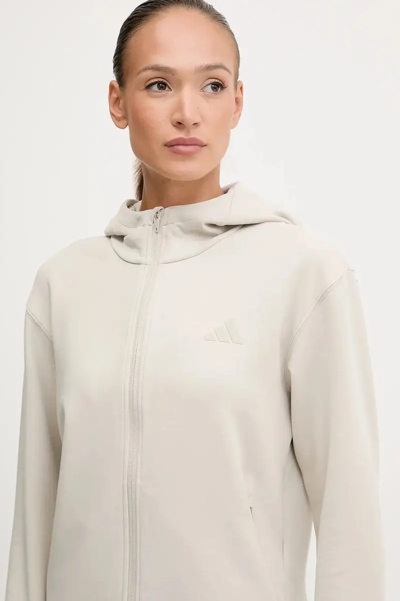 maglietta da trekking Designed for Training donna colore beige con cappuccio JX7318 miniatura 4