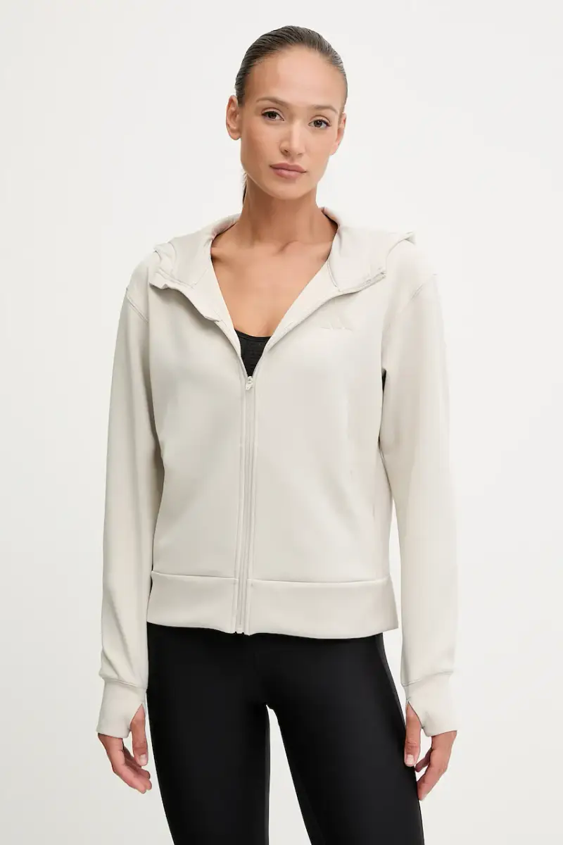 maglietta da trekking Designed for Training donna colore beige con cappuccio JX7318