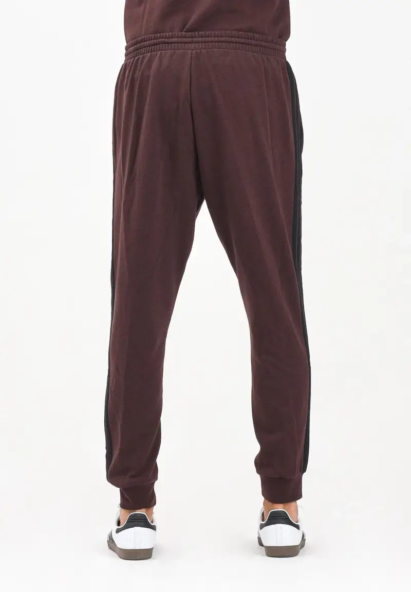 Pantalone sportivo Essentials 3-Stripes Fleece marrone da uomo miniatura 3