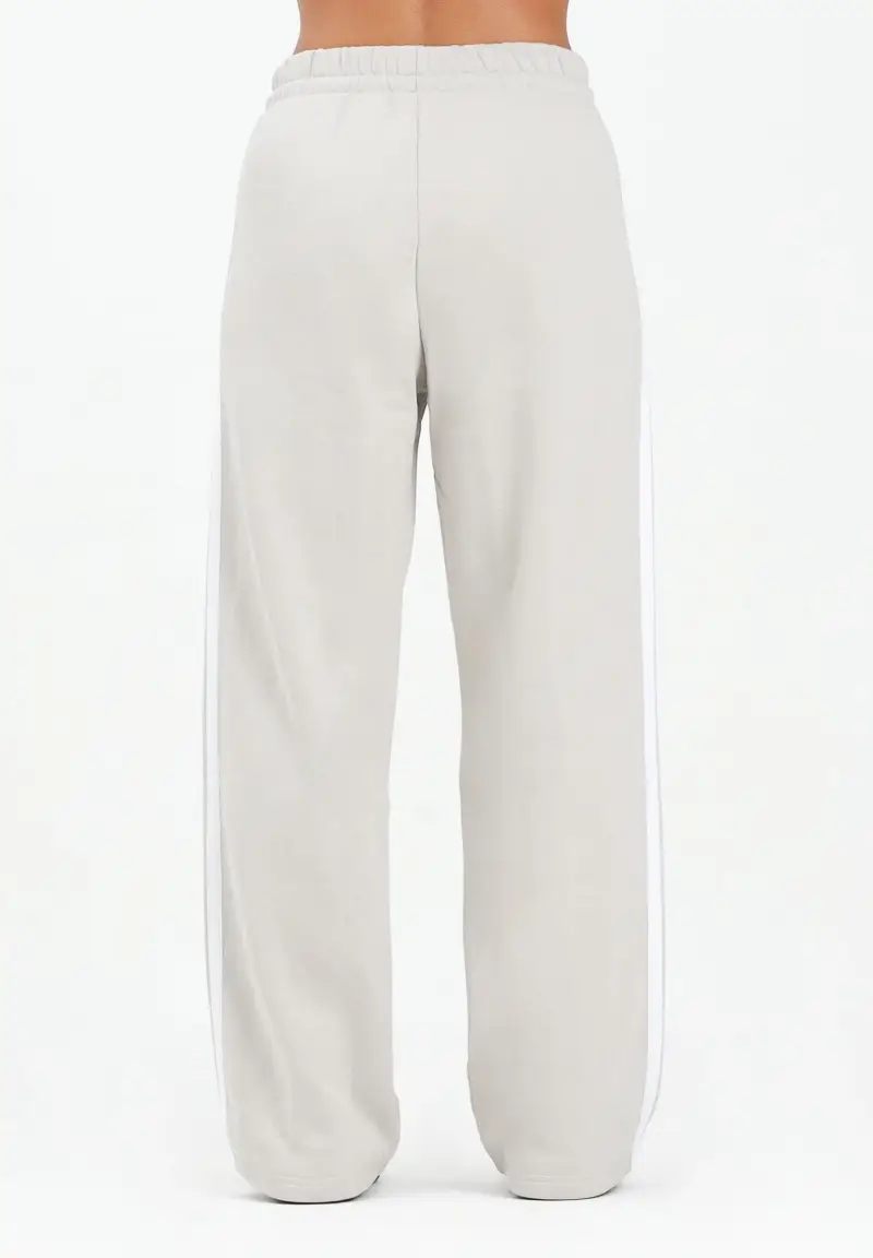 Pantalone sportivo Essentials 3-Stripes Open Hem French Terry beige da donna miniatura 3