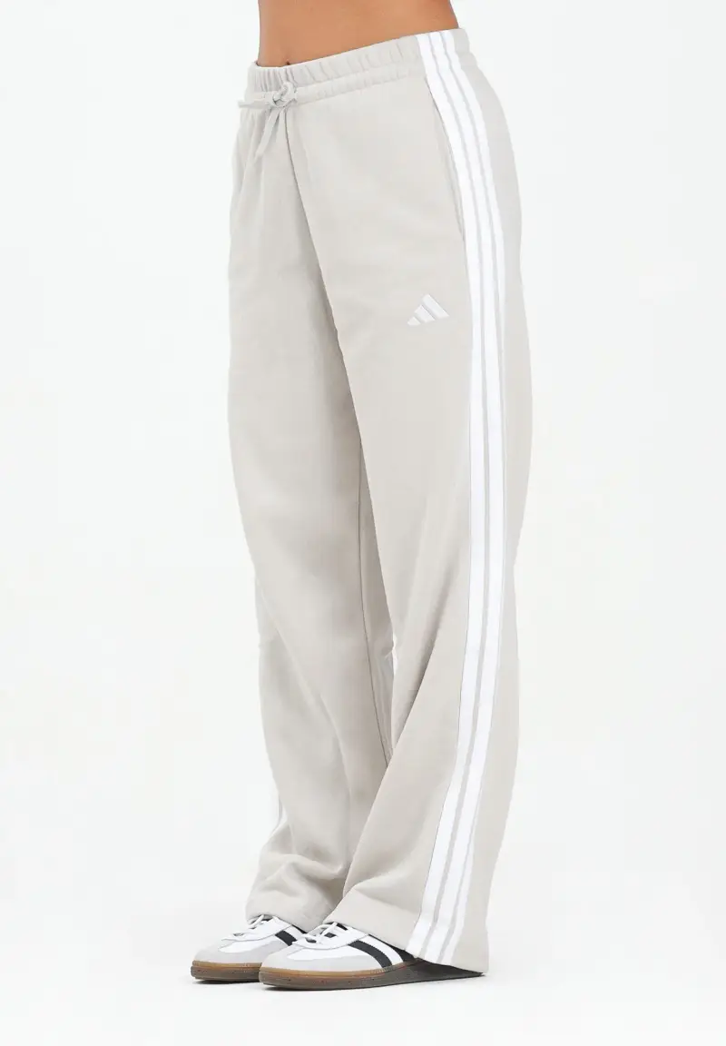 Pantalone sportivo Essentials 3-Stripes Open Hem French Terry beige da donna
