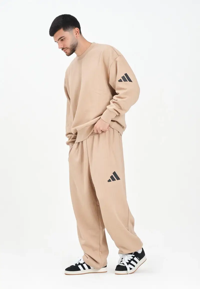 Pantalone sportivo Essentials Wide Leg 3 Bar Logo beige da uomo miniatura 2