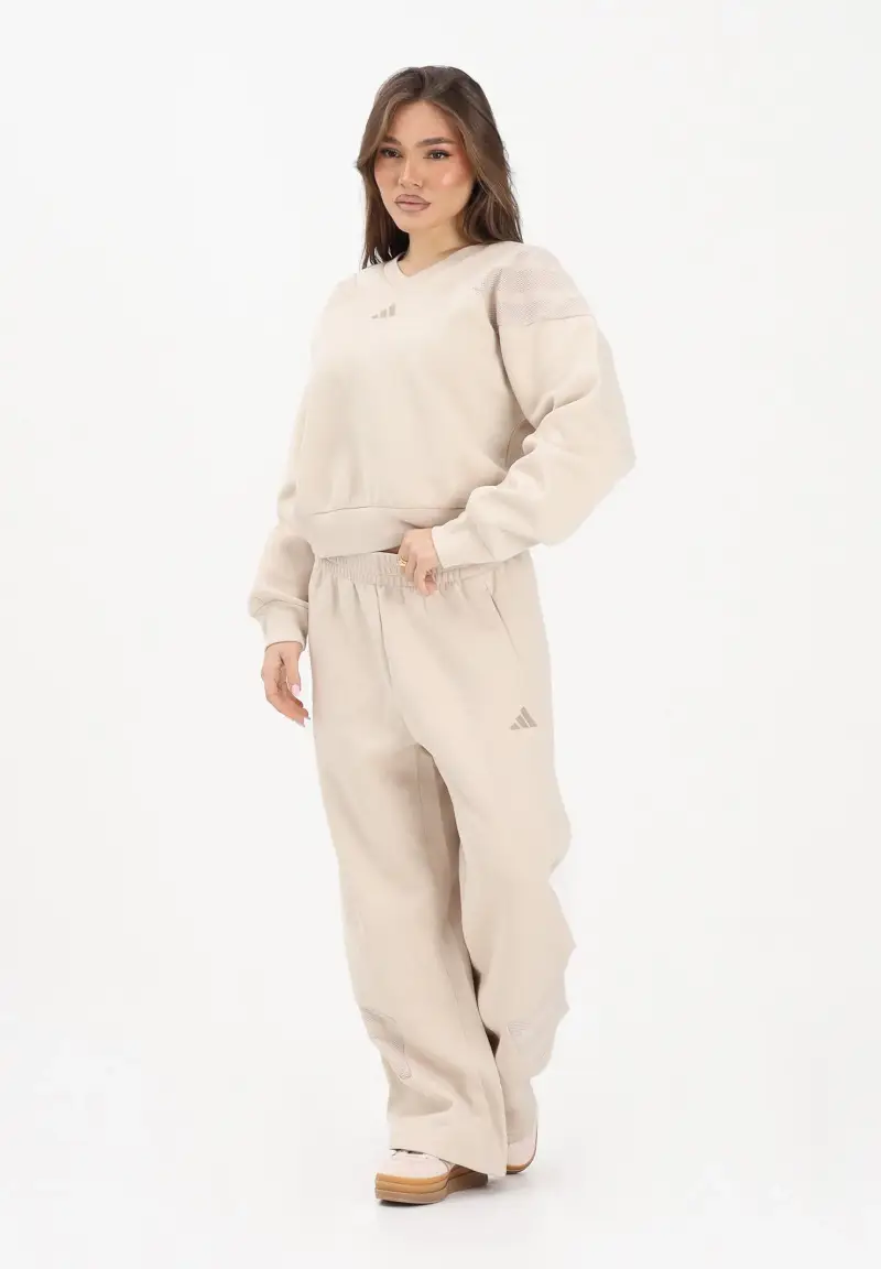 Pantalone sportivo Future Icons Three Stripes Open-Hem beige da donna miniatura 2