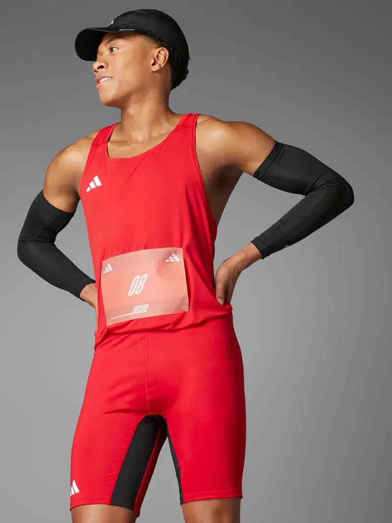 Pantaloni sportivi ADIZERO rosso / nero / bianco miniatura 2