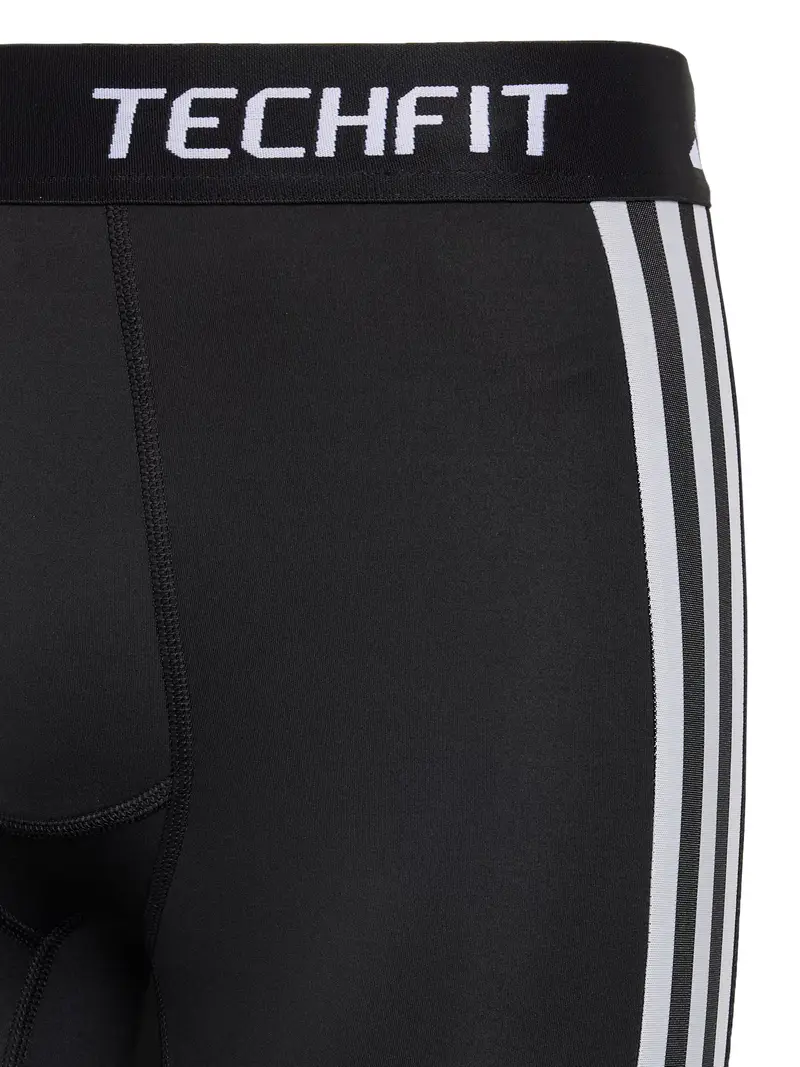 Pantaloni sportivi 'TECHFIT Compression Training 3-Stripes Short' nero / bianco miniatura 3