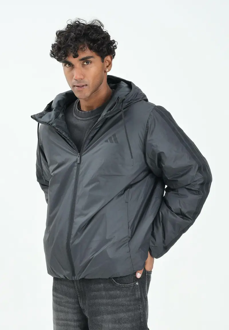 Piumino Essentials 3-Stripes nero da uomo miniatura 2