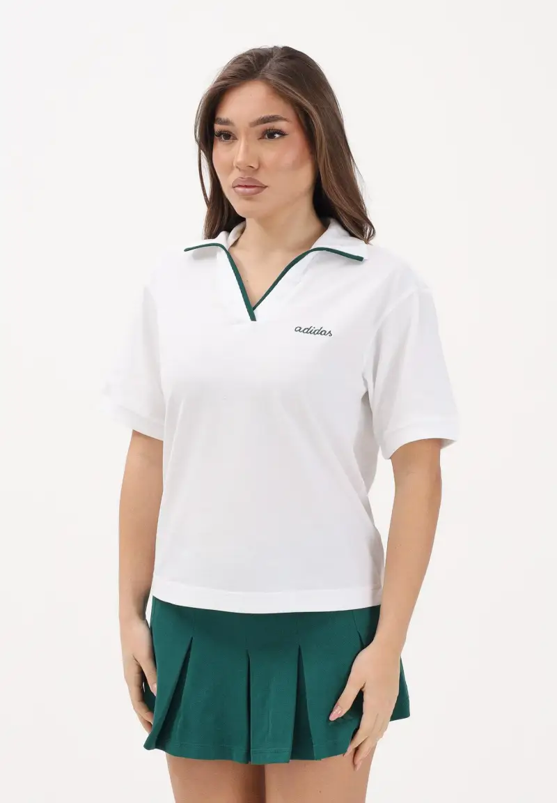 Polo a manica corta Seasonal Essentials Colorpop bianca da donna