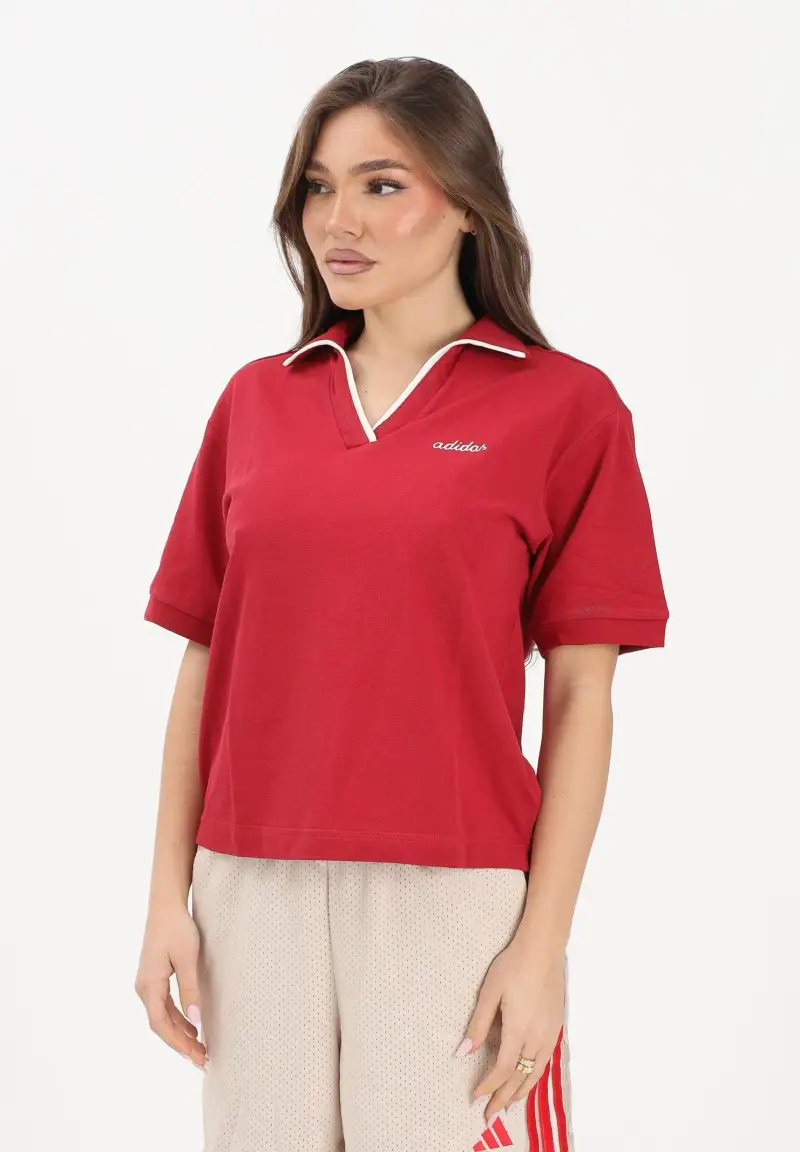 Polo a manica corta Seasonal Essentials Colorpop rossa da donna