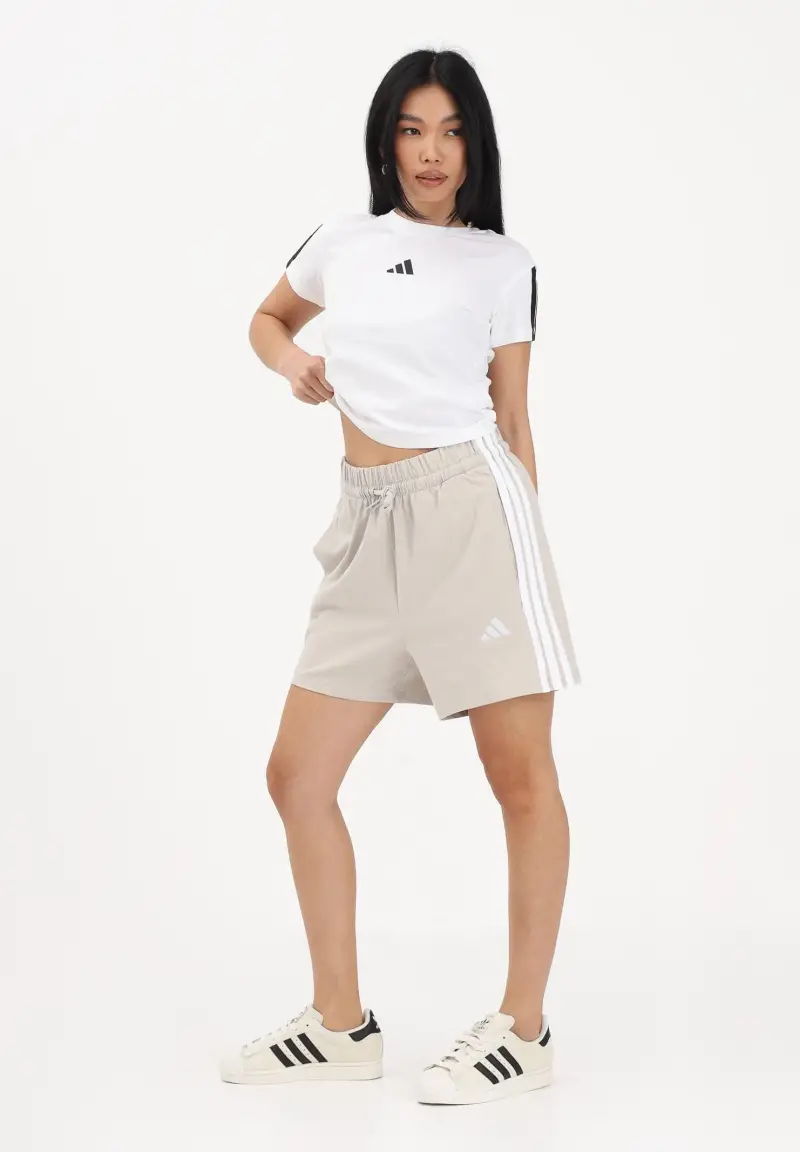 Shorts Essentials 3-Stripes beige da donna miniatura 2