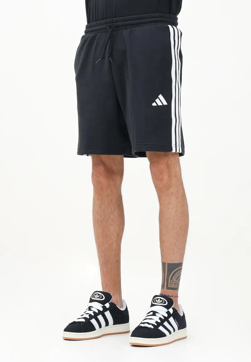 ADIDAS PERFORMANCE Shorts sportivo Essential 3-Stripes French Terry nero da uomo