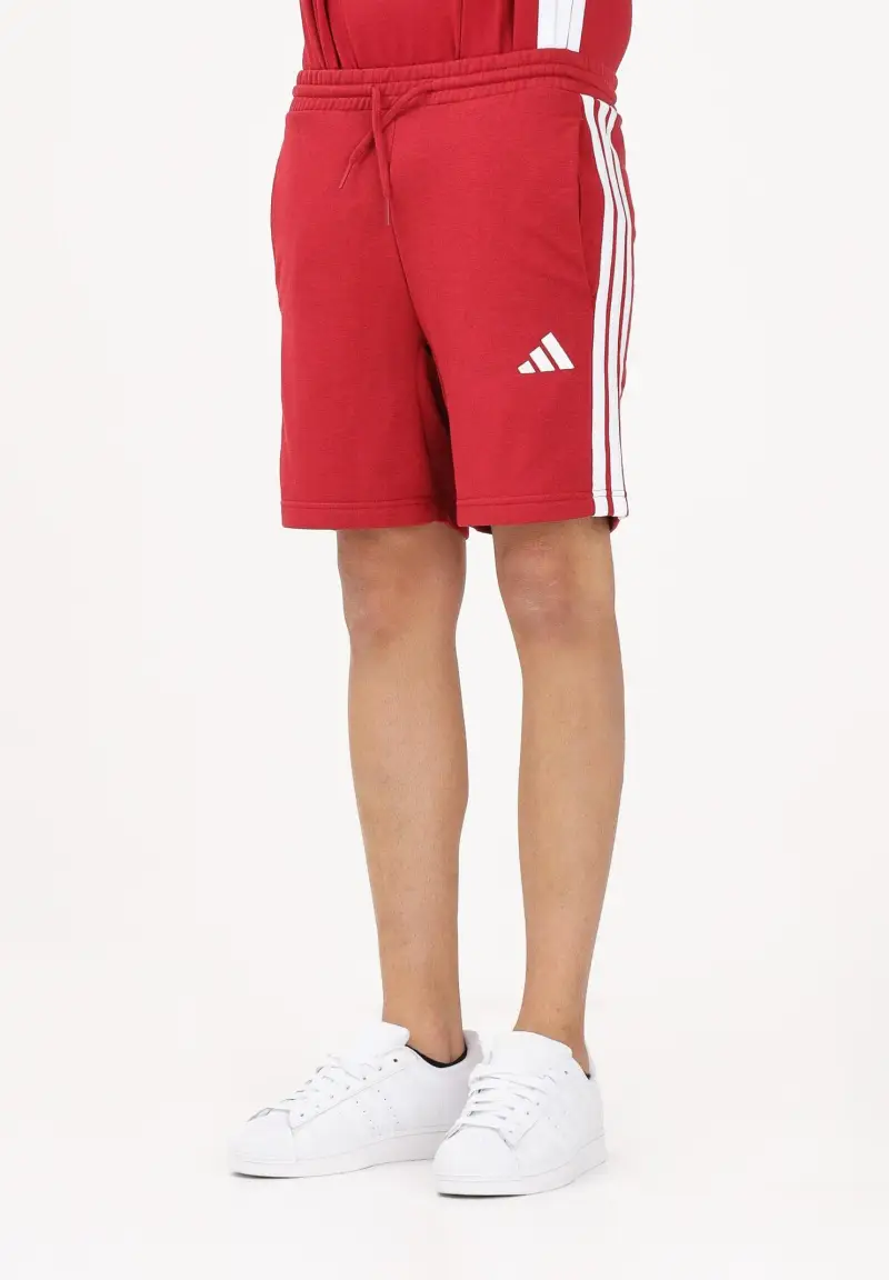Shorts sportivo Essentials 3-Stripes French Terry rosso da uomo