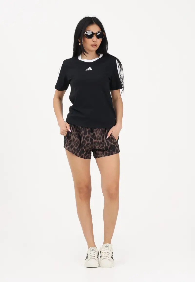 Shorts sportivo Seasonal Essentials Leopard Print Woven marrone da donna miniatura 2