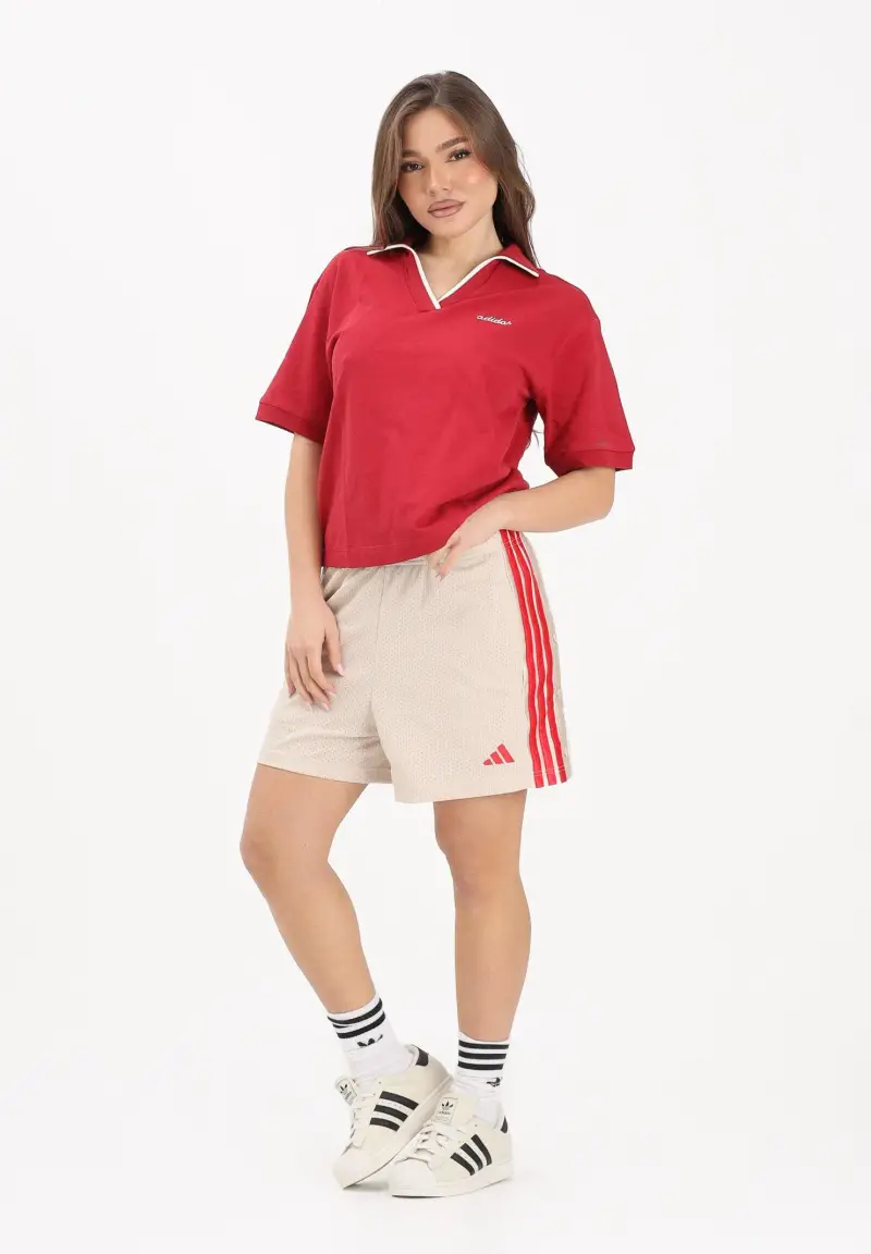 Shorts sportivo Stadium Mesh beige e rossa da donna miniatura 2