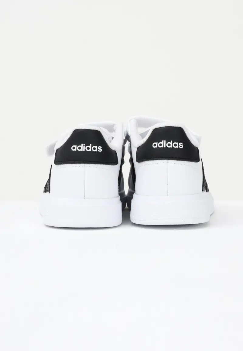 Sneakers Grand Court Lifestyle Hook and Loop bianche e nere da neonato miniatura 2